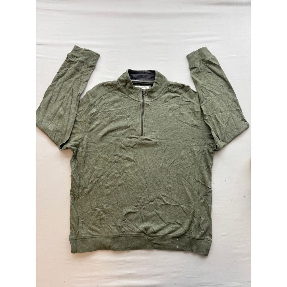 English Laundry Mens Quarter Zip Pullover Sweater Heather Green Large L